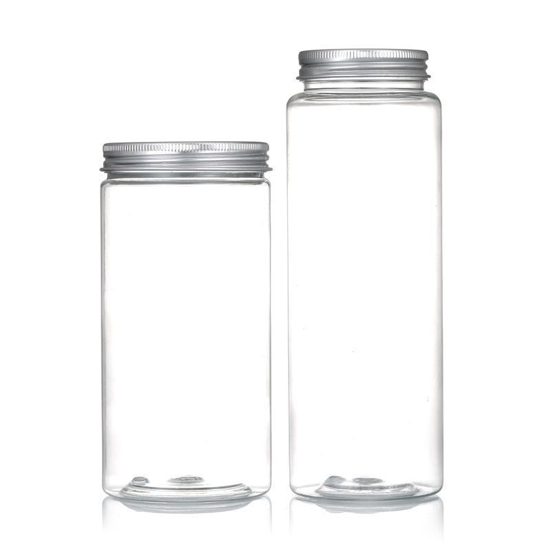 Custom Clear Soda Beer Juice Coffee Beverage Milk Tea Pet Plastic Bottle Can with screw lid