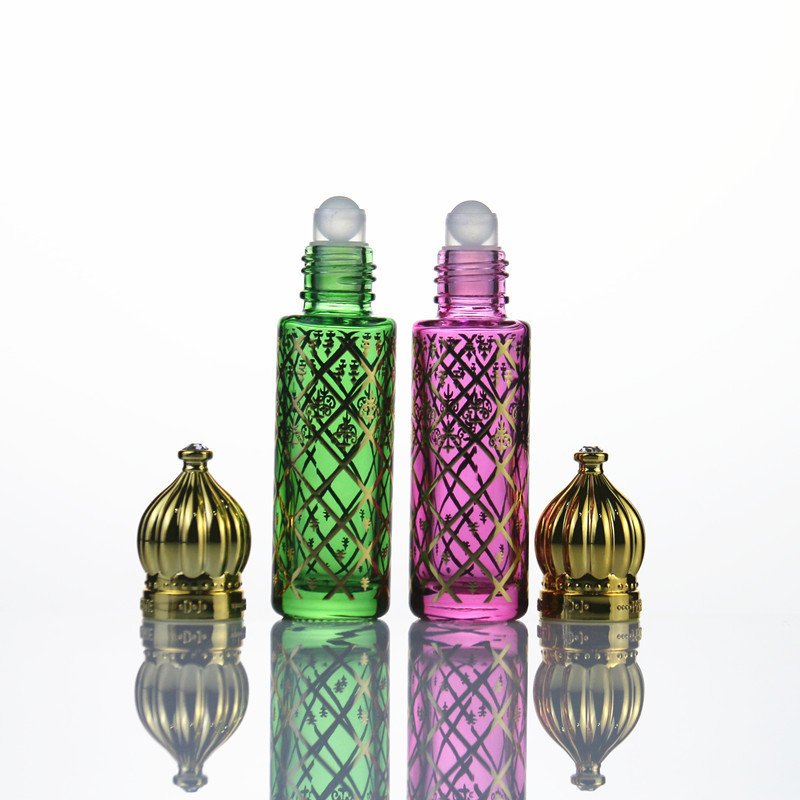 Luxury Empty Colorful 6ml 8ml Dubai Arabic Middle East Perfume Attar Roller Perfume Oil Glass Bottles