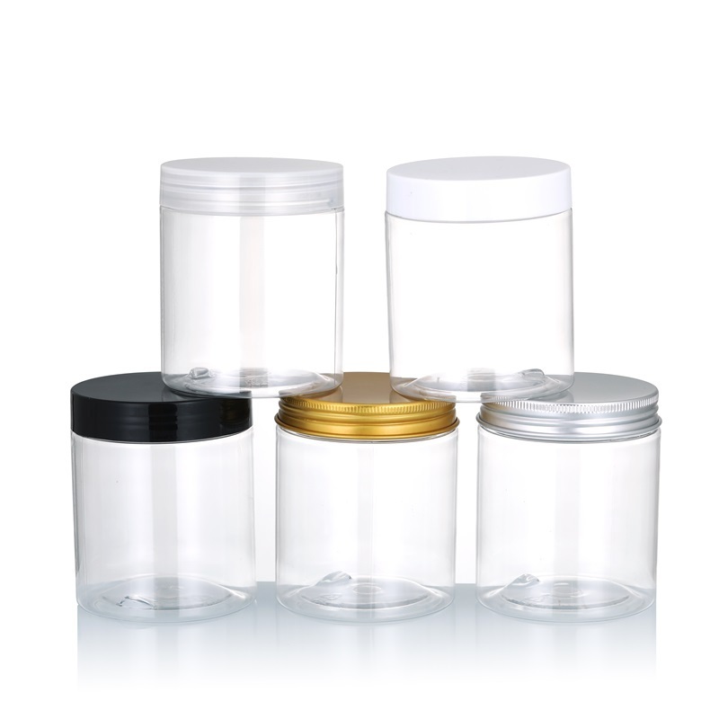 Plastic Jars with Lids Empty Slime Cosmetics Containers Clear  Food Jars Round PET Cream Jars with Black Lids for Body Butter