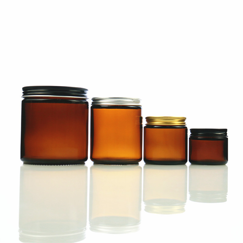 Wholesale 2oz 4oz 8oz 16oz Amber Clear Glass Candle Jars Scented Candle Making Glass Jar Round Candle Containers With Lid