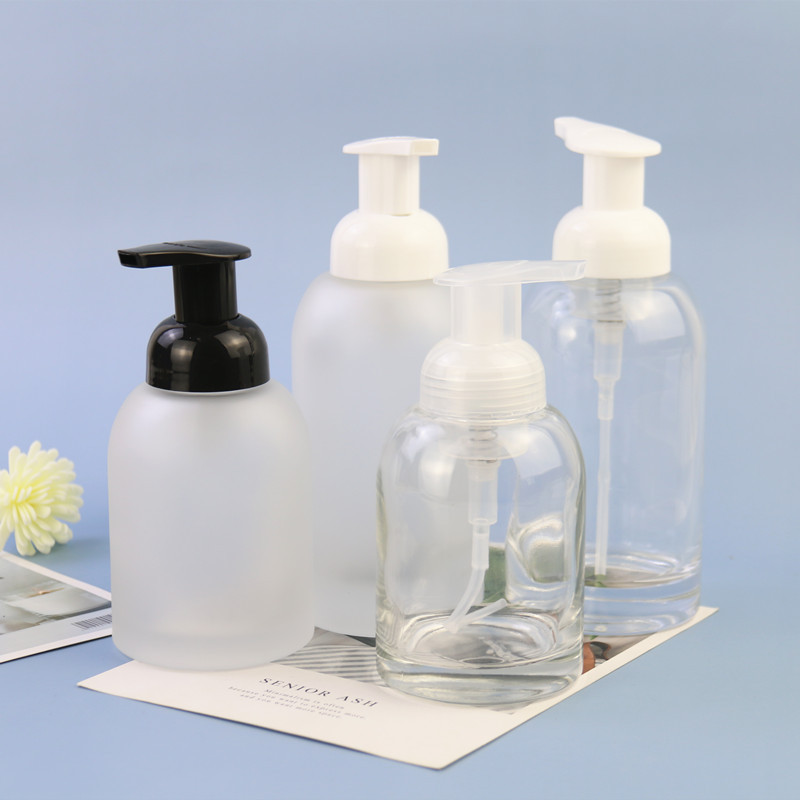 2023 New Design Round Cleansing Shampoo Frosted Mousse Glass bottle With Pressing Pump Head