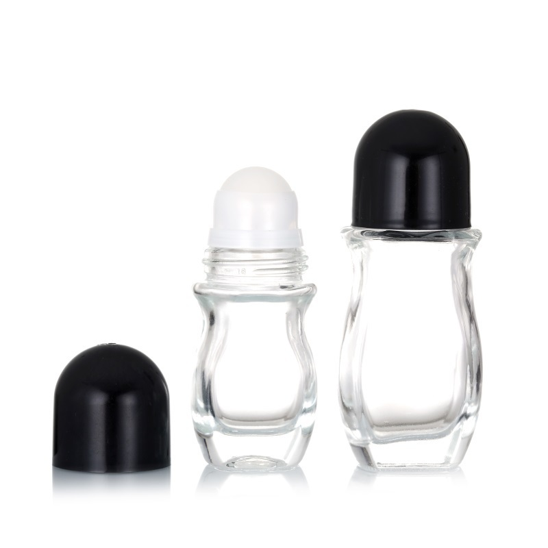 Empty 30ml 50ml Transparent Empty Refillable Deodorants Lotions Roll on Bottle Glass Bottles