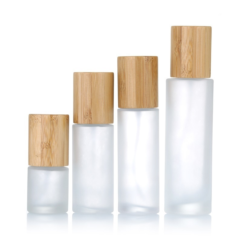 Bamboo Cover Fine Mist Spray Frosted Glass Lotion Pump Frosted Glass Spray Bottle