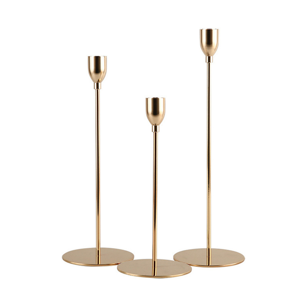 Home Decor Wedding Centerpiece Candlesticks Gold Black Long Stem Metal Candle Holder For Stick Candle