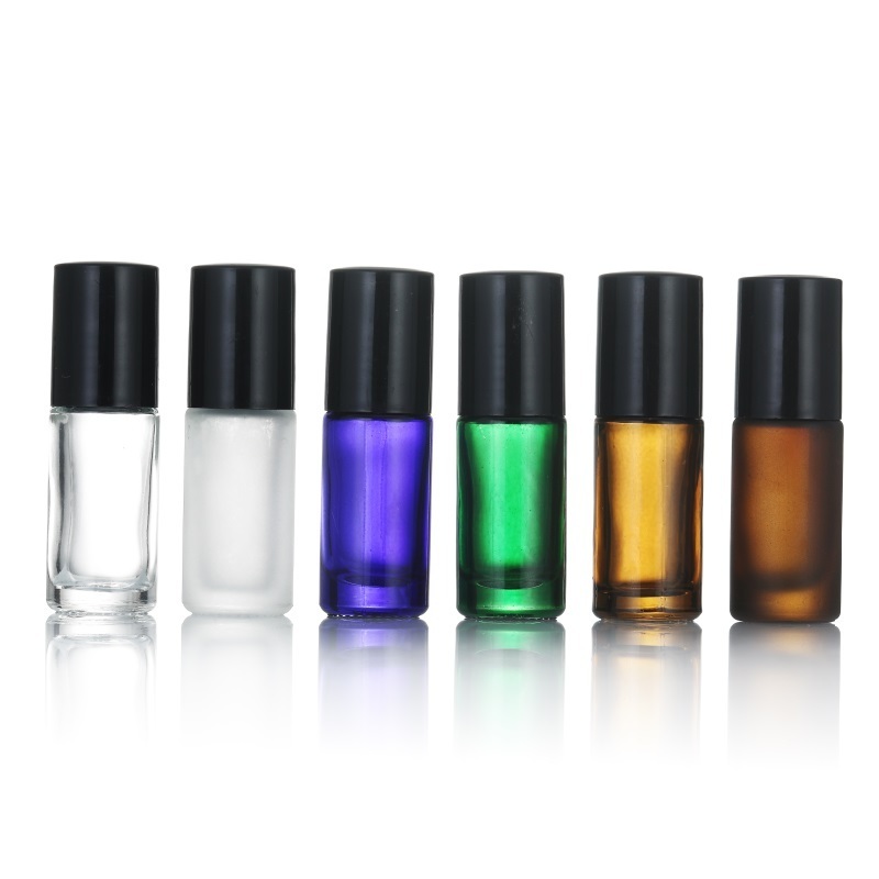 10ml rainbow frosted glass roll on bottles red yellow blue green black matte roller bottle