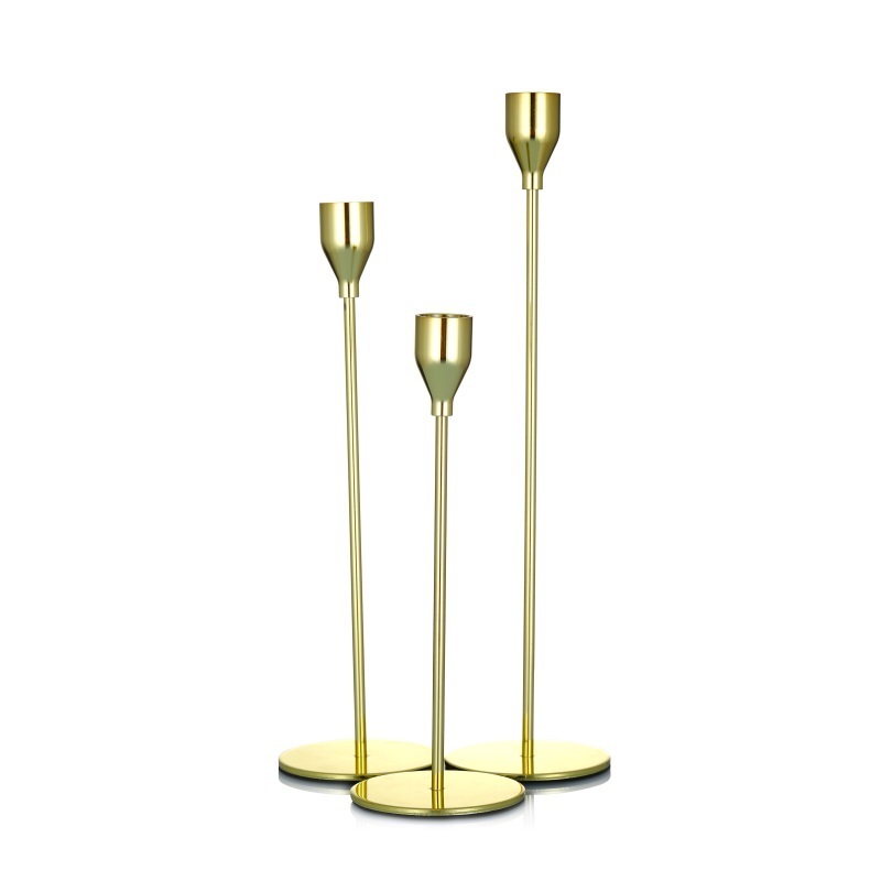 Home Decor Wedding Centerpiece Candlesticks Gold Black Long Stem Metal Candle Holder For Stick Candle