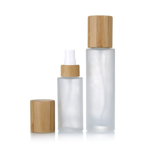 Bamboo Cover Fine Mist Spray Frosted Glass Lotion Pump Frosted Glass Spray Bottle