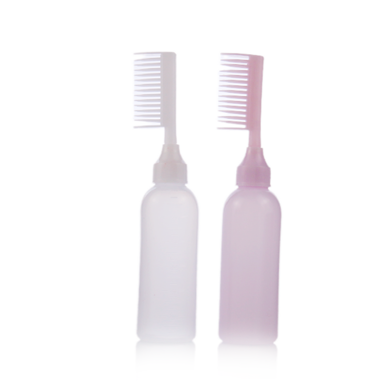 Custom Plastic PP 180ml Squeeze Applicator Comb Bottles Color Tint Bottle with Hair Brush Oil Hair Dye Bottle