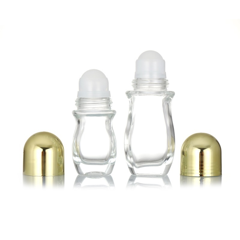 Empty 30ml 50ml Transparent Empty Refillable Deodorants Lotions Roll on Bottle Glass Bottles