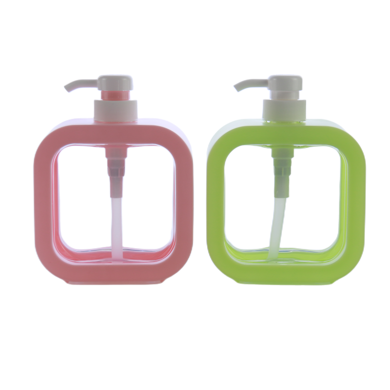 300ml  500ml Body Lotion Bottle Plastic Cosmetic Container Square pink Shaped Liquid Soap Bottles Press PET Empty bottle