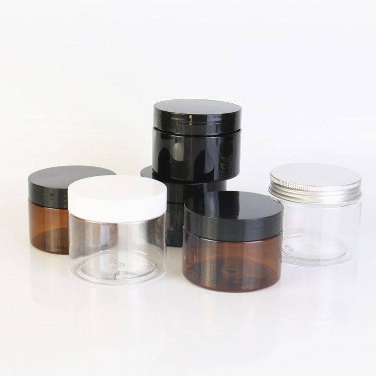 Plastic Jars with Lids Empty Slime Cosmetics Containers Clear  Food Jars Round PET Cream Jars with Black Lids for Body Butter