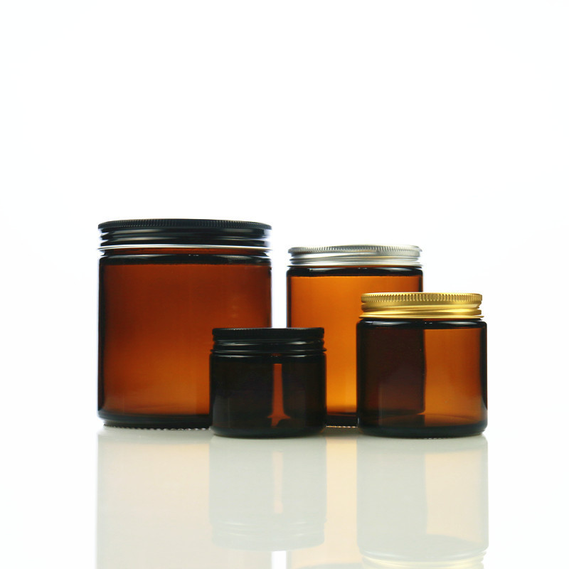 Wholesale 2oz 4oz 8oz 16oz Amber Clear Glass Candle Jars Scented Candle Making Glass Jar Round Candle Containers With Lid