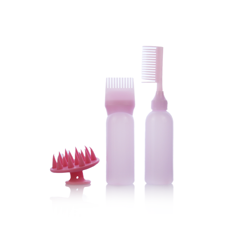 Custom Plastic PP 180ml Squeeze Applicator Comb Bottles Color Tint Bottle with Hair Brush Oil Hair Dye Bottle