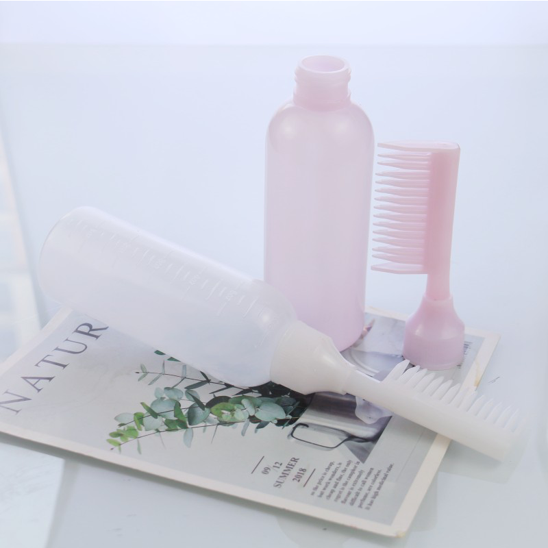 Custom Plastic PP 180ml Squeeze Applicator Comb Bottles Color Tint Bottle with Hair Brush Oil Hair Dye Bottle