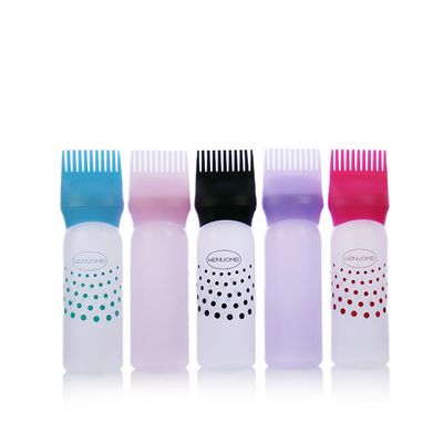 Custom Plastic PP 180ml Squeeze Applicator Comb Bottles Color Tint Bottle with Hair Brush Oil Hair Dye Bottle