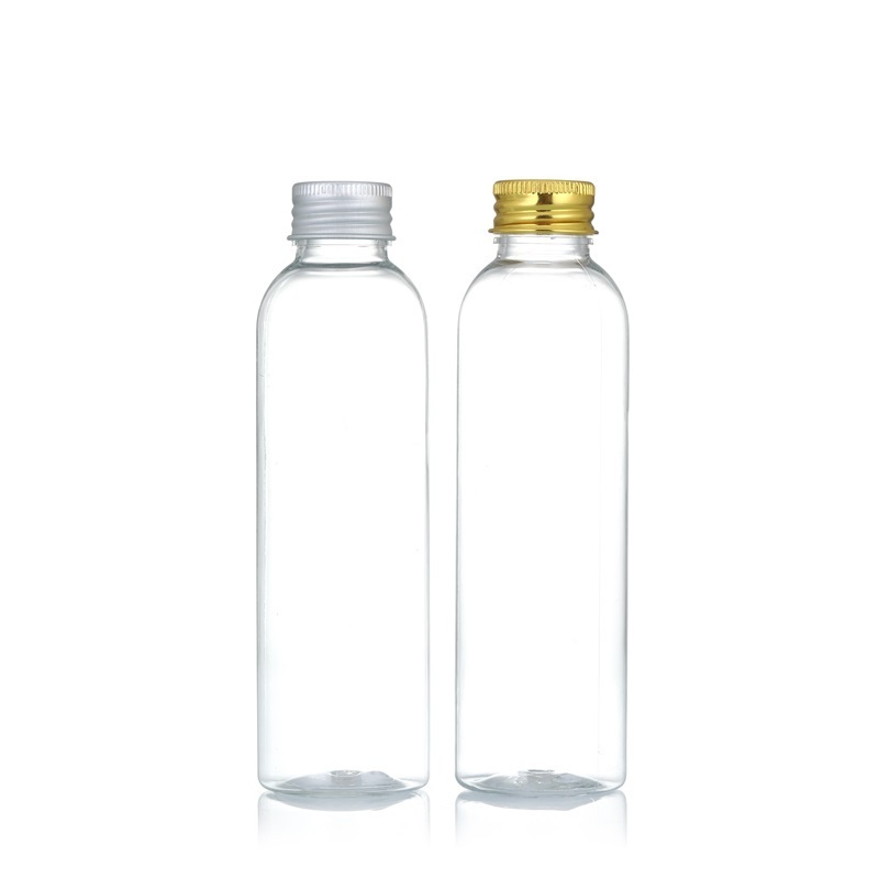 Custom Clear Soda Beer Juice Coffee Beverage Milk Tea Pet Plastic Bottle Can with screw lid