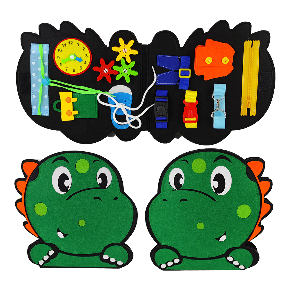 OEM hot sale dinosaur design toddler busy board personalised busy board Montessori activity learning board