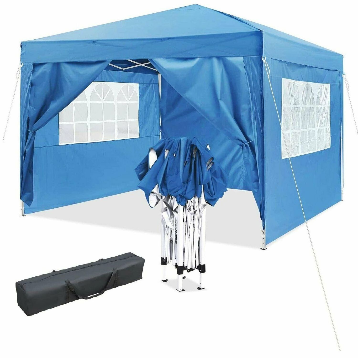 Outdoor Gazebo Pop up Canopy 10x10 Canopy Tent with Church Window Sidewalls Trade Show Tent