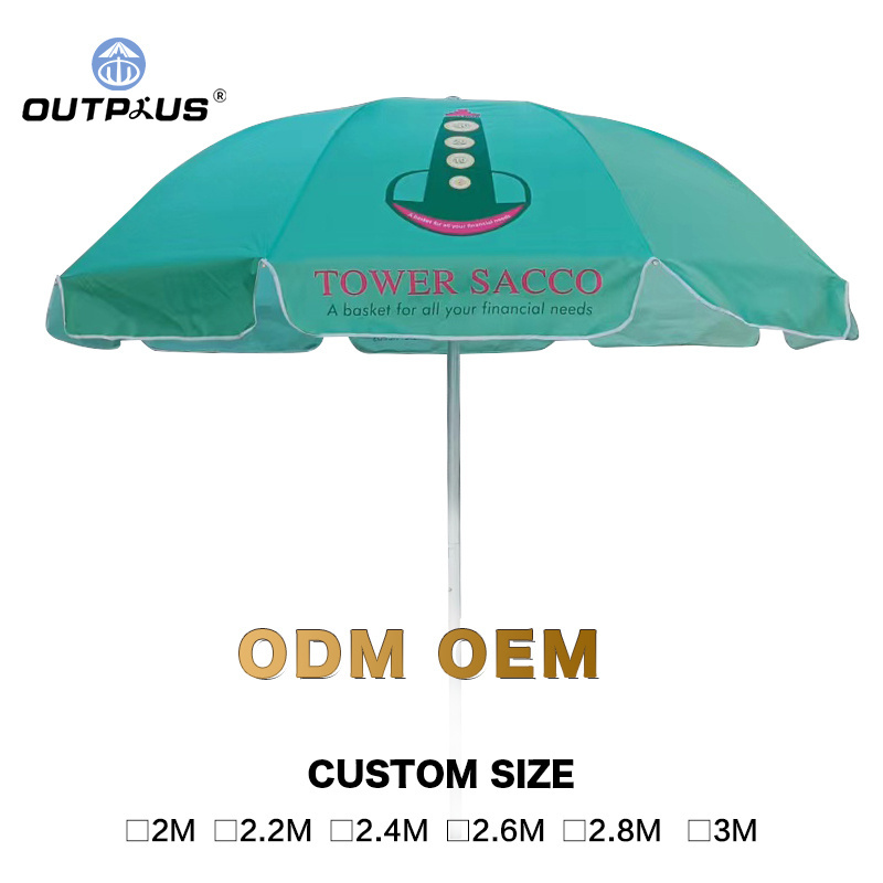 Beach Umbrella Customized Aluminum Convenient Outdoor Advertising Pole Parts Sunshine Exhibition Parasol Advertising Umbrella