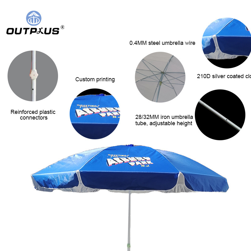 Wholesale 6ft 8ft  Custom Printing Sun Beach Pool Umbrella beach umbrella with logo for advertising