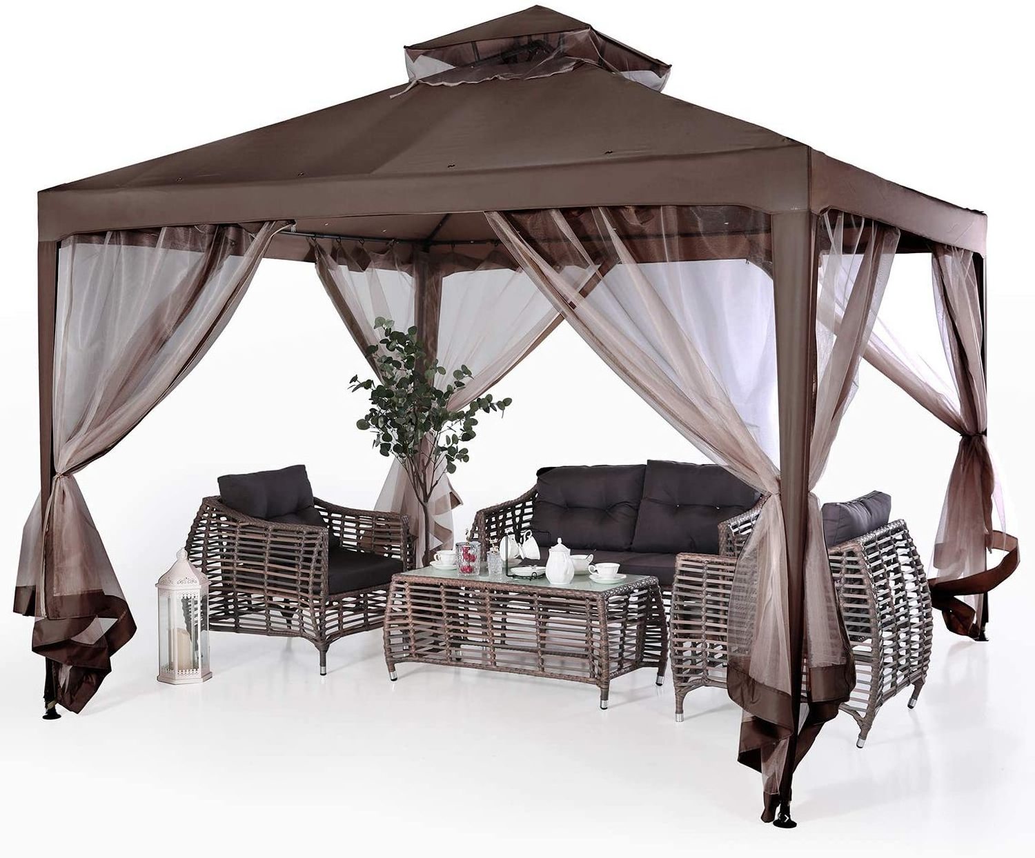 Outdoor Gazebo Canopy Tent with Netting Patio Garden Shade Awning Shelter Picnic Backyard Party Wedding Camping Tent