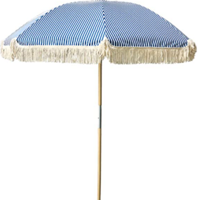 Courtyard Outdoor Garden Large Sun Canopy Umbrella Pagoda Tassel Beach Umbrella Stitching Seaside Beach Blue and White Travel