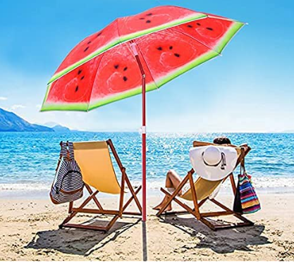 Portable Beach Umbrella UV Protection Sun Shade Shelter Fruit Design Foldable Hawaii Tropical Garden Beach Umbrella