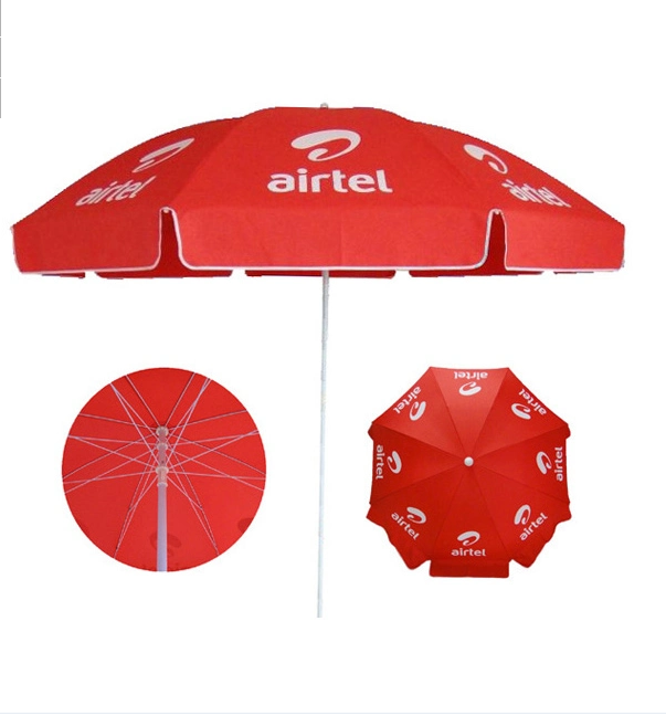 Custom Logo Printed Portable Garden Beach Cheap Marketing Umbrella Outdoor Advertising Manual Control Metal Frame Sun Umbrella