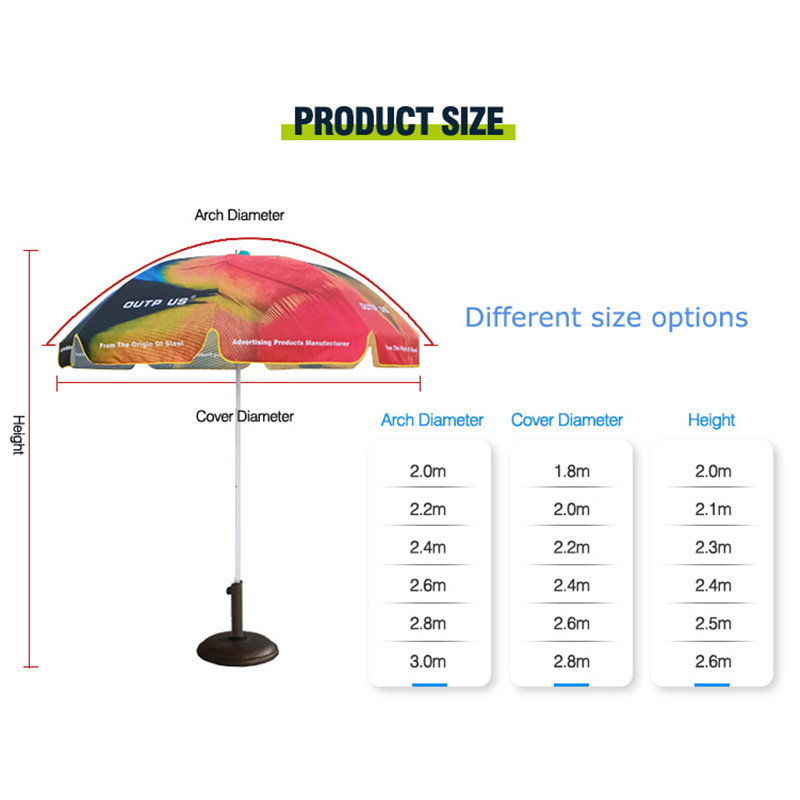 Wholesale Cheap Beach Umbrella Big Garden Umbrella Custom Sublimation printed Anti-UV  promotional Advertising Umbrella