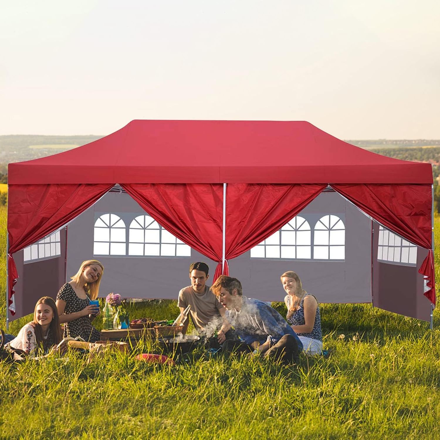 10x20 ft Instant Pop up Canopy Wonlink Party Tent Folding Heavy Duty Gazebos with Removable Sidewalls and Wheeled Bag Waterproof