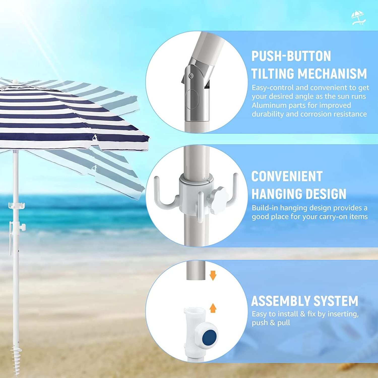 Custom Logo Printing Sun Outdoor Advertising Garden Market Umbrella  sale  7.5ft beach umbrella commercial grade