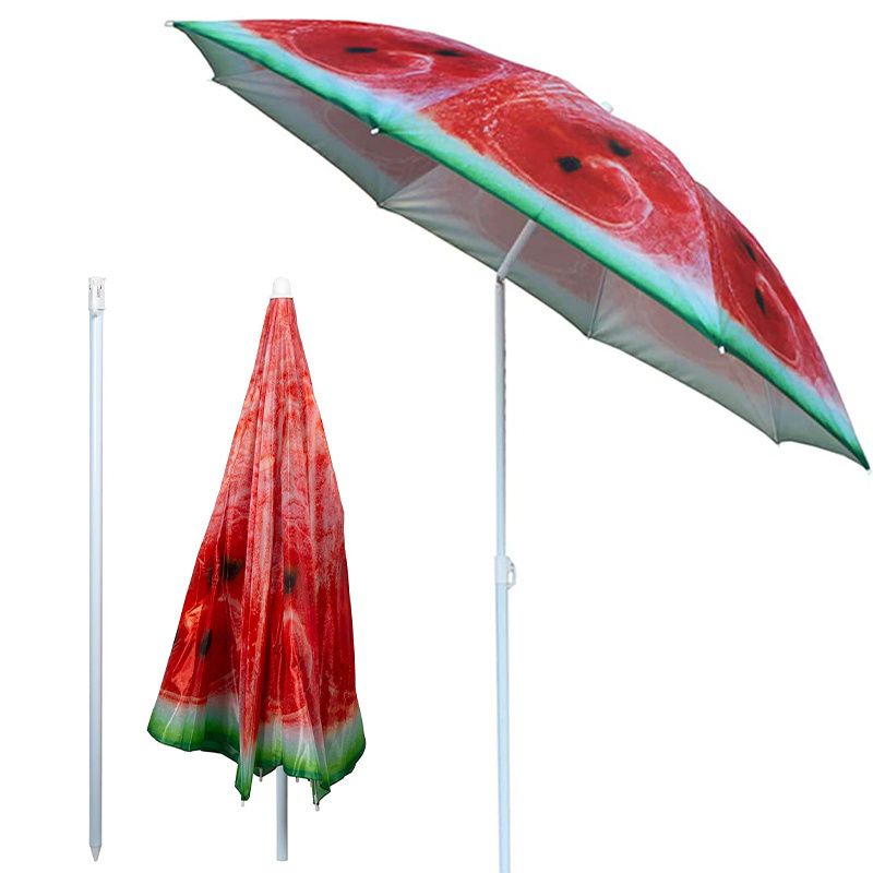 Cheap  portable beach umbrella for UV sun shade design vegetable watermelon  beach foldable tropical garden beach umbrella