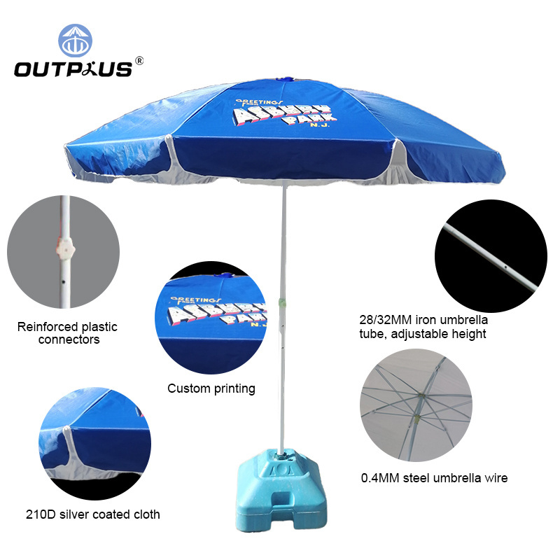 Customized aluminum portable folding exclusive designer logo canvas outdoor personalized printed windproof beach umbrella cover