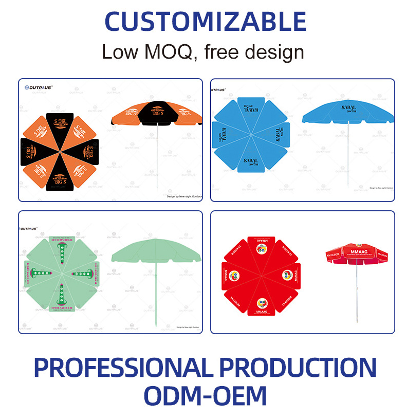 Custom printed high quality steel lace decoration white wooden pole outdoor summer windproof tilt umbrella beach umbrella