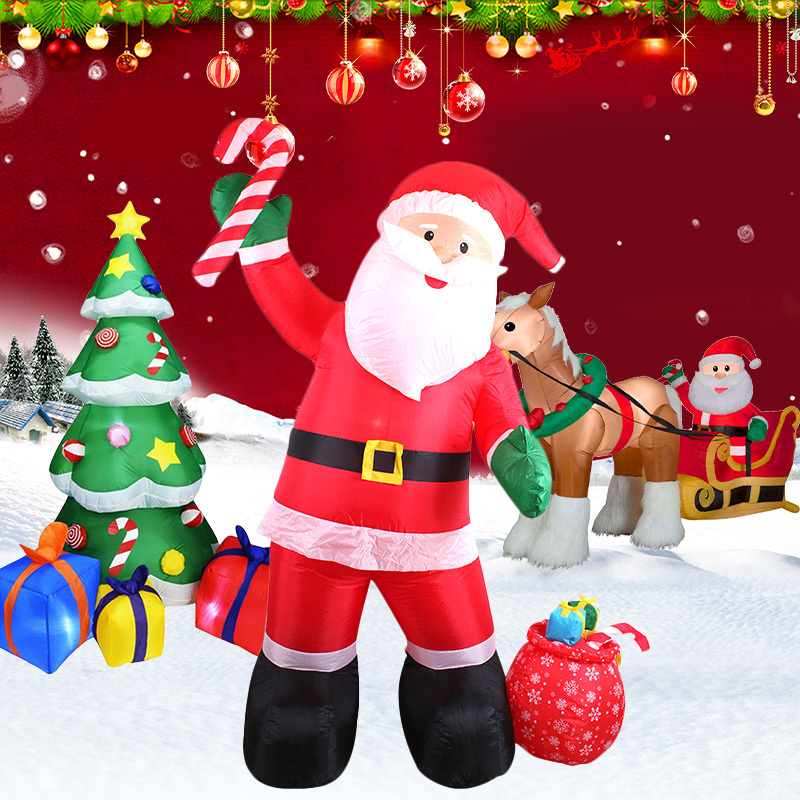 2023 Custom 8ft Christmas Advertising Decoration 2.5m Inflatable Santa Claus And Tree Inflatable Model