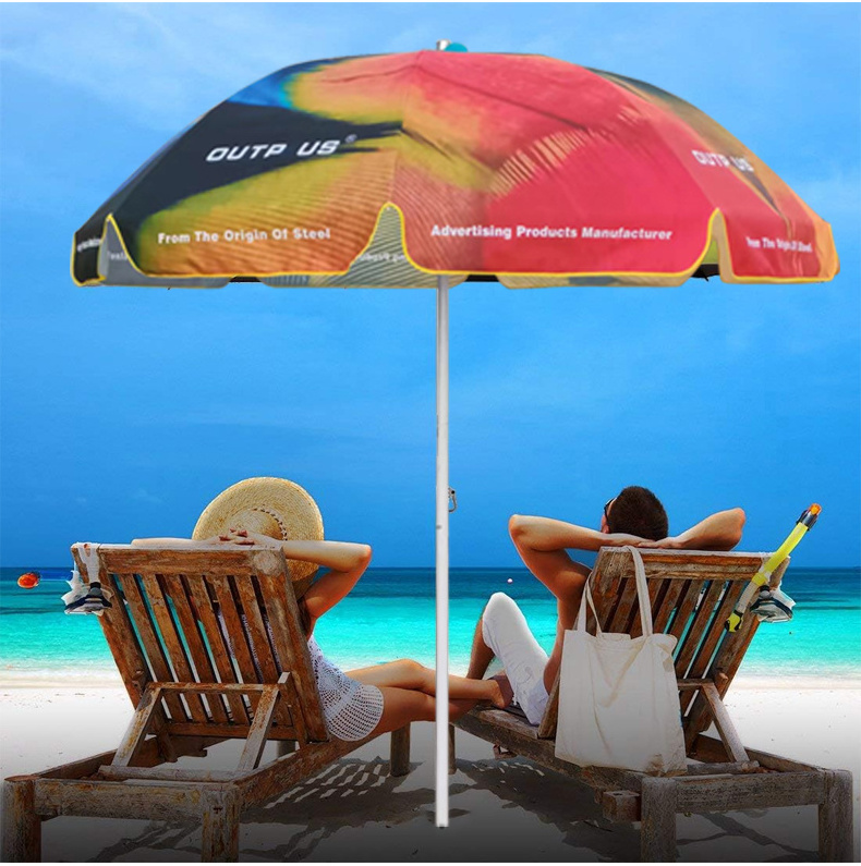 Stainless Steel Pole Parasol Sunshade patio custom logo printing outdoor  advertising eventbeach beach restaurant umbrella