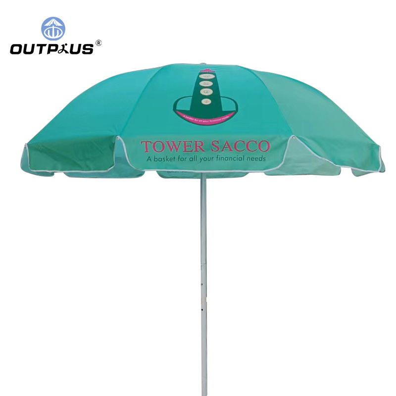 Beach Umbrella Customized Aluminum Convenient Outdoor Advertising Pole Parts Sunshine Exhibition Parasol Advertising Umbrella