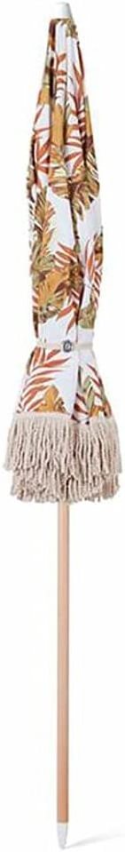 Bohemia Style Bali Beach Umbrella Aluminum Wooden Frame Cotton Canvas Fringe Beach Umbrella with Tassels