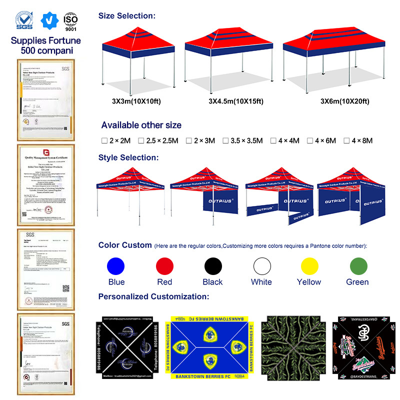 Hexagonal 40mm Aluminium Frame 3x3 3x4.5m Waterproof Advertising Canopy Outdoor Exhibition Tent for Event  trade show tent