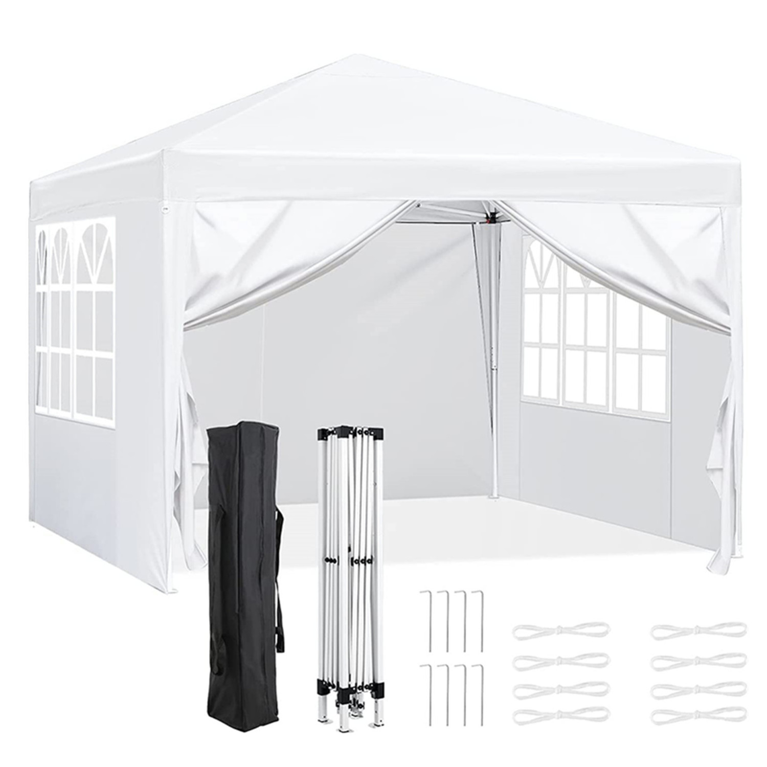 Outdoor Gazebo Pop up Canopy 10x10 Canopy Tent with Church Window Sidewalls Trade Show Tent