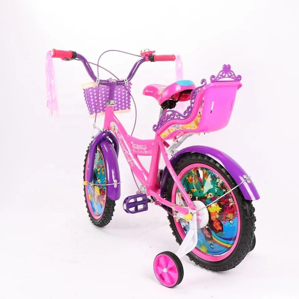 2023 china hot sale 12 inch children kids bicycle with training wheels, pink baby cycle bike