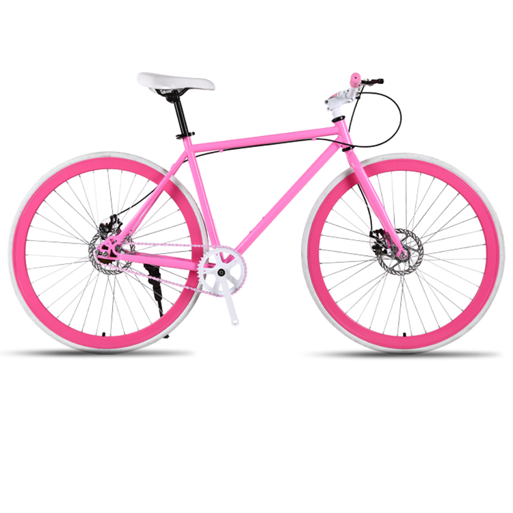 Most Popular Fixed Gear Bicycle Fixie Racer Saddle for Men and Lady Color 700cc Wheels Flip Flop Hub Pink/Pink