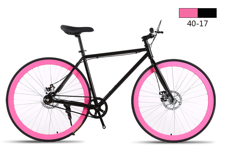 Most Popular Fixed Gear Bicycle Fixie Racer Saddle for Men and Lady Color 700cc Wheels Flip Flop Hub Pink/Pink