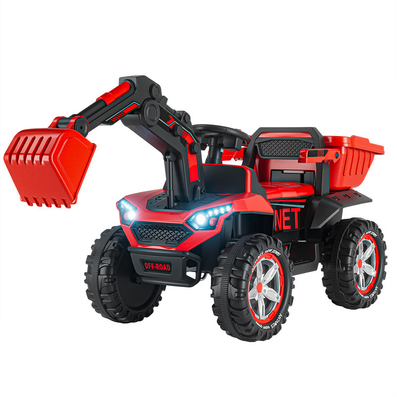 Super Large Children's Electric Excavator Remote Control Beach Car for Boys Can Accommodate People Powered by Wheel