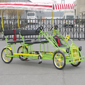 Manufacturer classic HIGH QUALITY Four Wheel Bike Surrey 4 seater Bike with led lights and baby seat BICYCLE