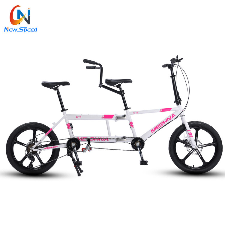 Lightweight double seat folding tandem bike/ sightseeing leisure adult foldable tandem bicycle