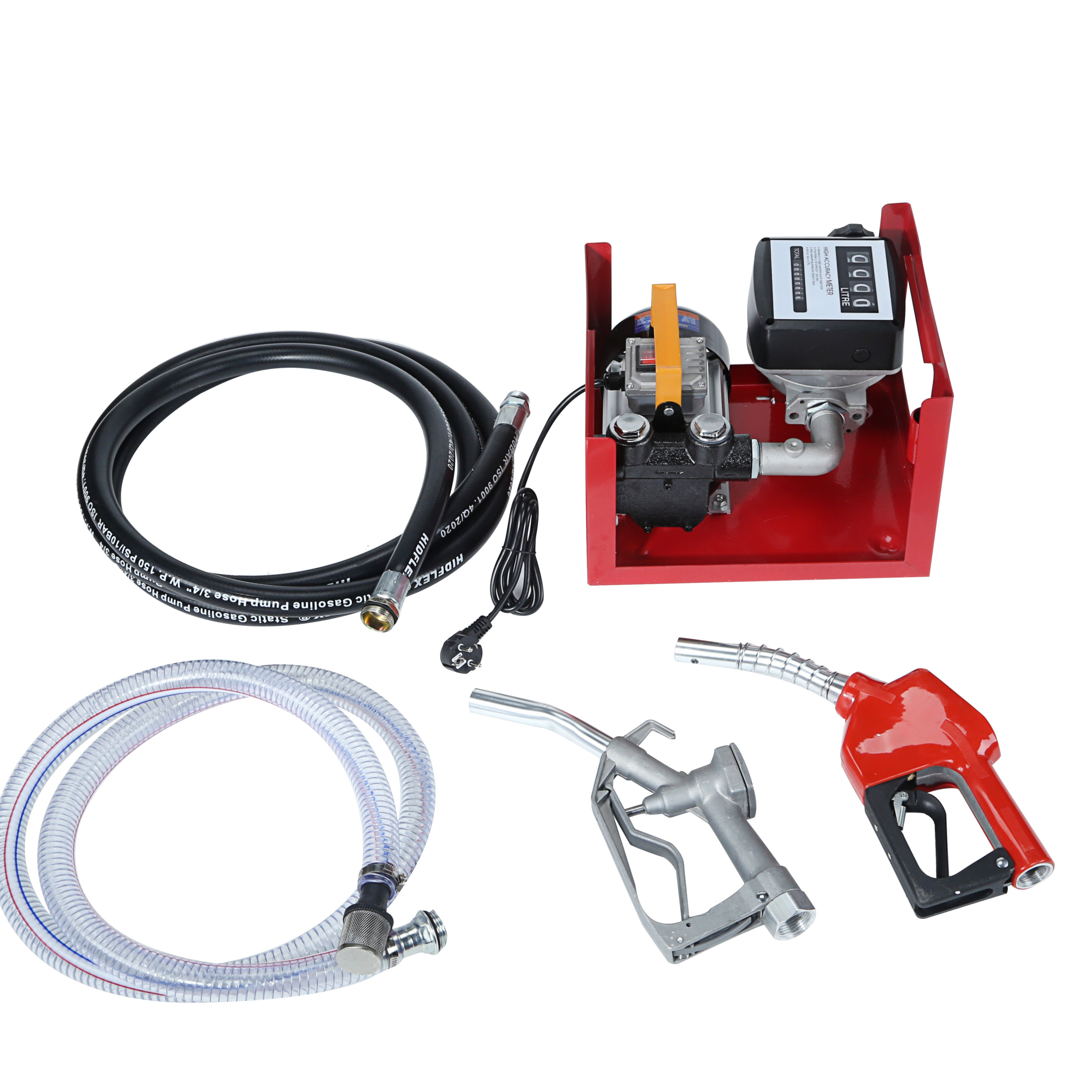 220v AC Electric Self Priming  Diesel Oil kerosene  Fuel Transfer Pump Kit with Meter Nozzle and Hose Oil Transfer Pump