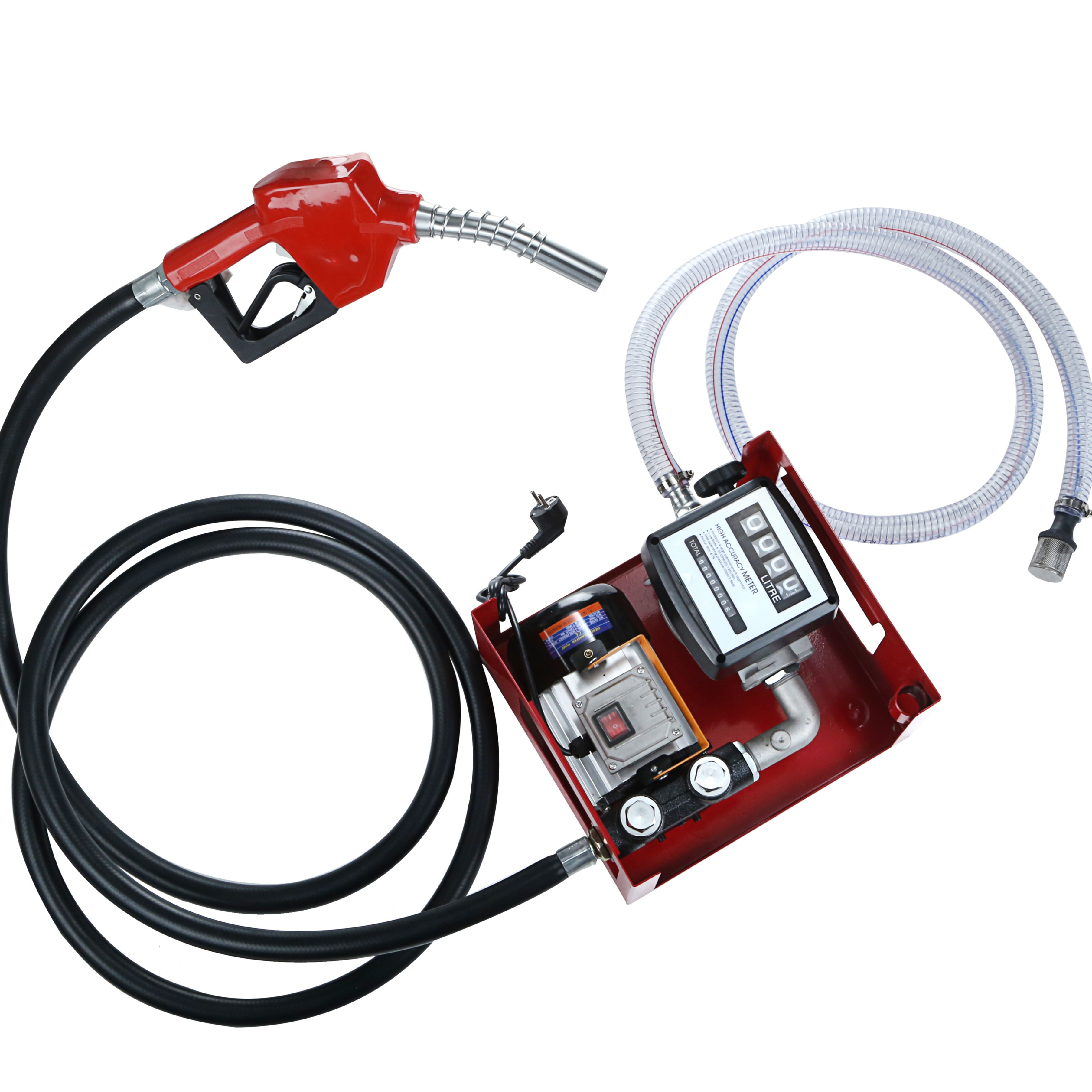 220v AC Electric Self Priming  Diesel Oil kerosene  Fuel Transfer Pump Kit with Meter Nozzle and Hose Oil Transfer Pump