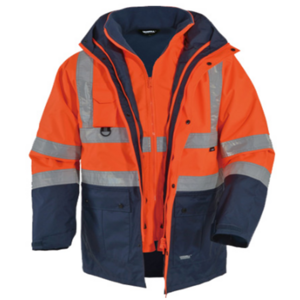 Hi vis waterproof 5 in 1 jacket with reflective tape safety workwear winter jacket