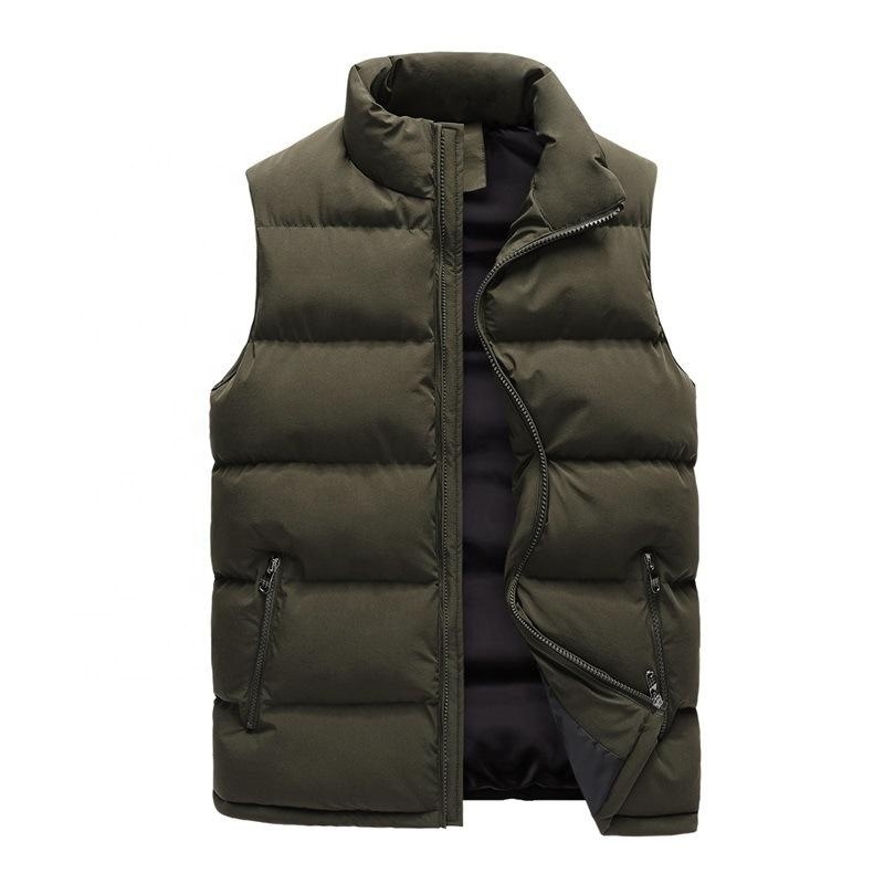 Wholesale Lightweight Casual Puffer Vest Full Zipper Duck Down Jacket Winter Warm Vest black sleeveless man without hood